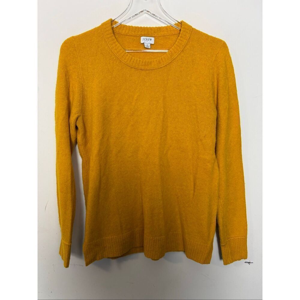 J.Crew Golden Ochre Crewneck Sweater Knit Cozy Soft Size Small Casual Classic Fa